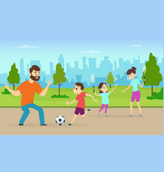 Active Parents Playing Sport Games In Urban Park