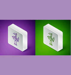 Isometric Line Wind Turbine Icon Isolated