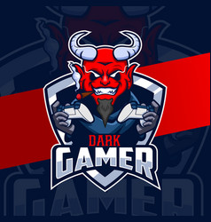 Red Devil Gamer Mascot Character E-sport Logo