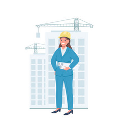 Woman Architect Flat Color Detailed Character