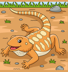 Bearded Dragon Animal Colored Cartoon