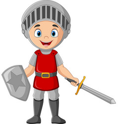 Cartoon Knight Holding A Sword And Shield