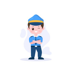 Cute Children Police Officer Character Using