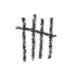 Hand Drawn Charcoal Tally Mark Four Black Sticks