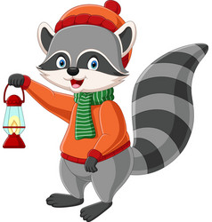 Cartoon Raccoon Holding A Lantern