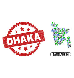 Dhaka Distress Seal And Bangladesh Map Composition