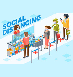 Isometric Of People Doing Social Distancing When