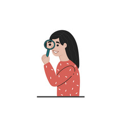 Young Woman Using Magnifying Glass Searching