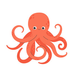 Cute Smiling Octopus Isolated On White Background