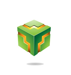 Green Bold Zigzag Cube