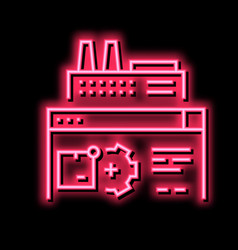 Factory Manufacturing Automation Neon Glow Icon