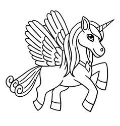 Flying Unicorn Isolated Coloring Page For Kids