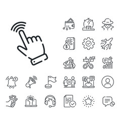 Hand Cursor Line Icon Click Action Sign