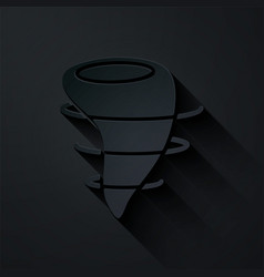 Paper Cut Tornado Icon Isolated On Black