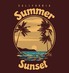 Retro Poster Summer Sunset California Tropical