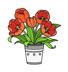 Tulips Flowers In Pot Coloring Book Color