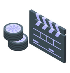 Car Cinema Clapper Icon Isometric Open Air