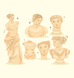 Hand Drawn Flat Design Greek Statue Set