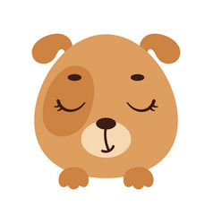 Cute Little Dog Head With Closed Eyes Cartoon