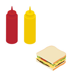 Fast Food Sandwich And Ketchup Mustard Squeeze