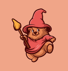 Fat Bear Wizard Cartoon