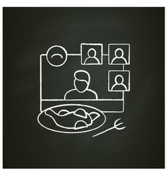 Online Dinner Party Chalk Icon