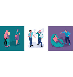 Isometric Teenagers Parents Design Concept