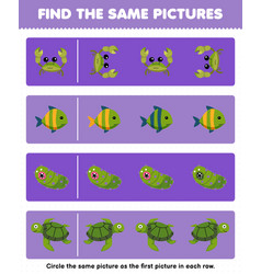 Education Game For Children Find The Same Picture