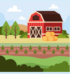 Farm Scene With Stable