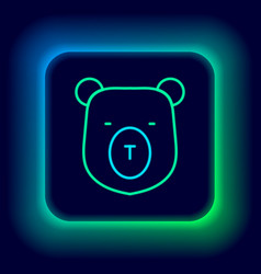 Glowing Neon Line Bear Head Icon Isolated On Black