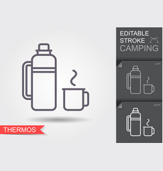 Thermos Outline Icon With Editable Stroke Linear