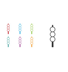 Black Meatballs On Wooden Stick Icon Isolated