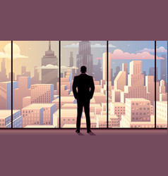 Businessman Watching City Day Sunrise