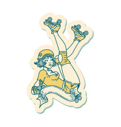 Tattoo Style Sticker A Pinup Roller Derby Girl