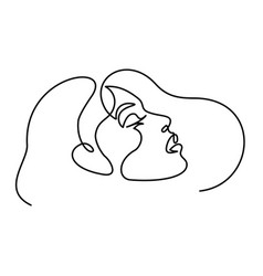 Abstract Woman Face Profile One Line Drawing