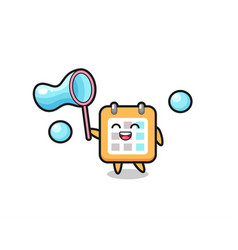 Happy Calendar Cartoon Playing Soap Bubble