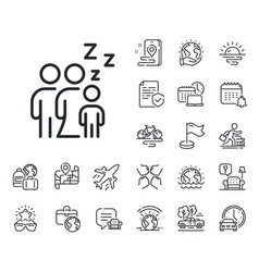 Sleep Line Icon Family Night Sign Plane Jet