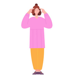 Thinking Woman Standing With Closed Eyes Mind