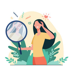 Woman Looking At Mirror