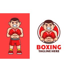 Men Boxing Cartoon Logo Design