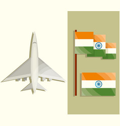 India Plane And Flags