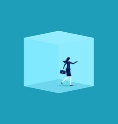 Businesswoman Trapped In A Cube Concept Of Lack