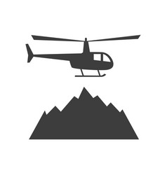 Heliskiing Flat Icon With Helicopter And Mountains