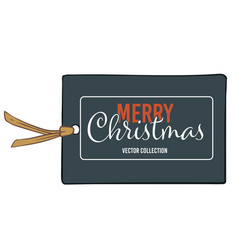 Merry Christmas Greeting Card Or Tag With Thread