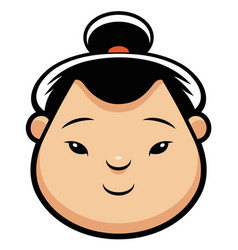 Sumo Wrestler Head On White