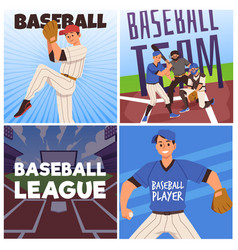 Baseball League Cards Or Posters With Characters