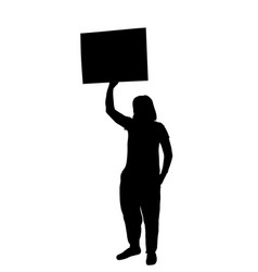 Woman Protester Hold Transparent Silhouette