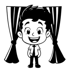 Businessman Standing In Front Of The Curtain