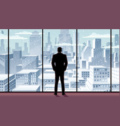 Businessman Watching City Winter