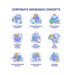 Corporate Insurance Concept Icons Set